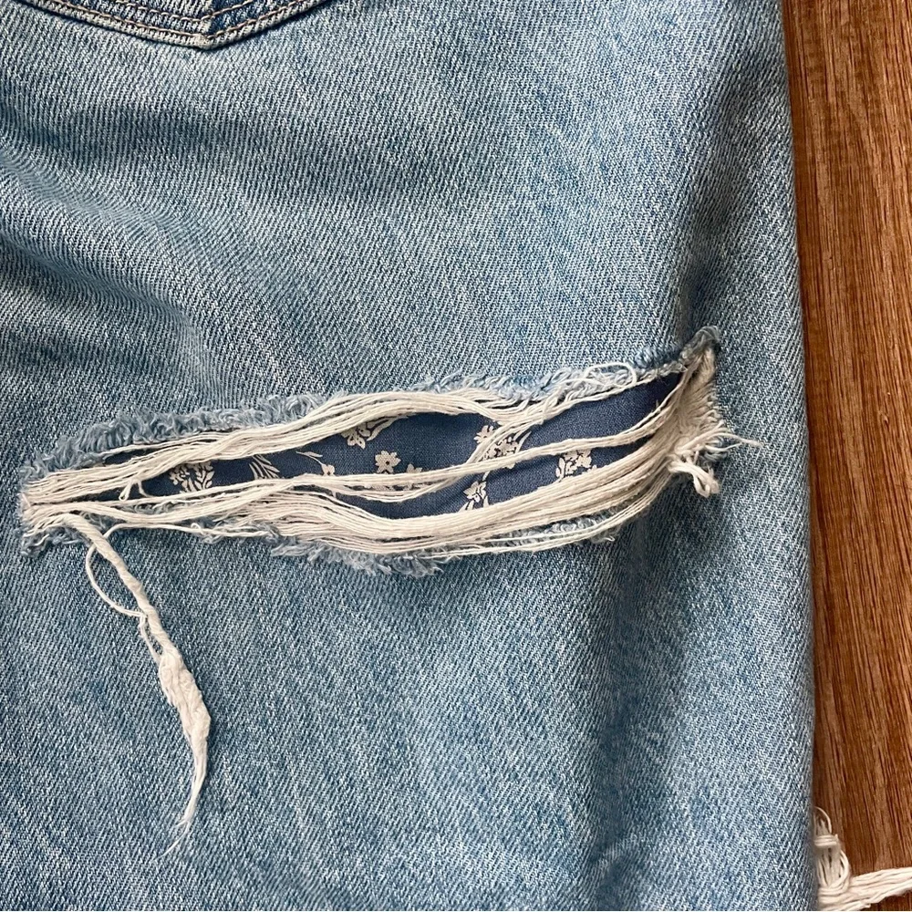 American Eagle Outfitters Blue Patchwork Mom Straight Jeans 12 - Picture 10 of 10
